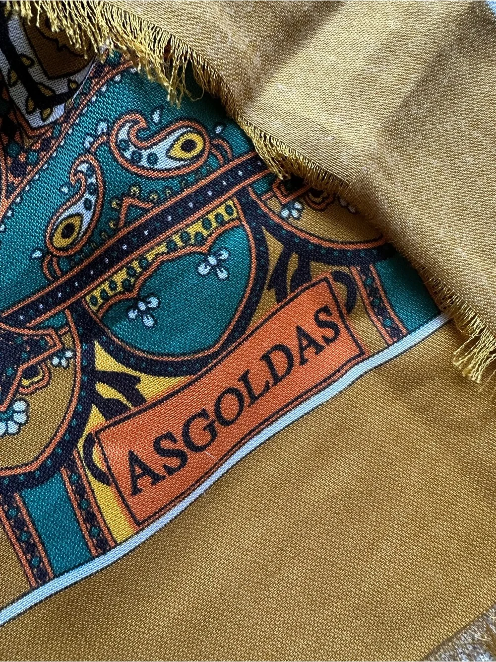 VTG Asgoldas Brown Paisley Print Silk Scarf